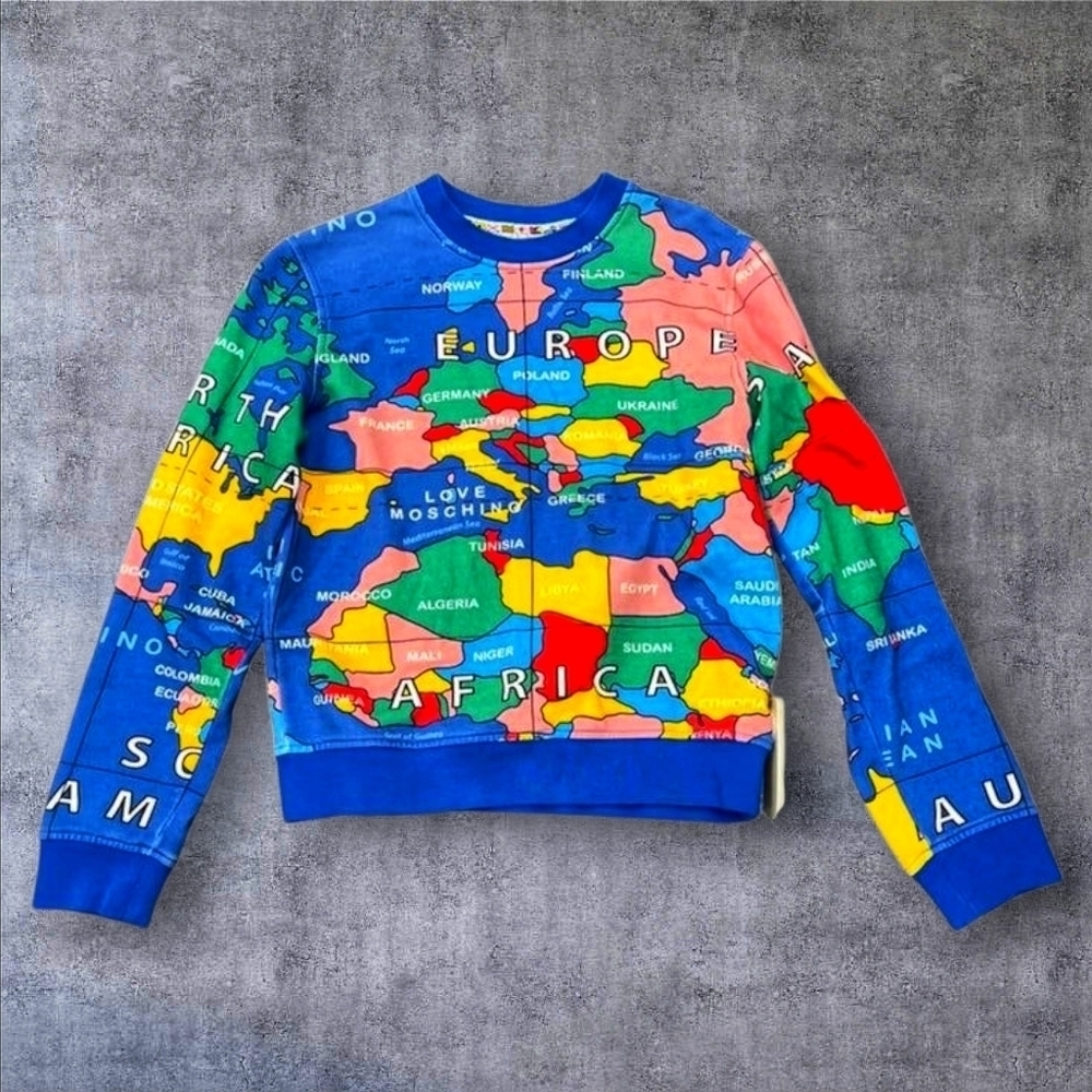 Moschino Colorful World Map Sweatshirt Size S (USA 6 )